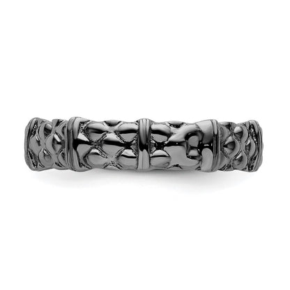 Sterling Silver Stackable Expressions Black Plated Ring