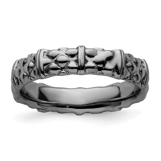Sterling Silver Stackable Expressions Black Plated Ring