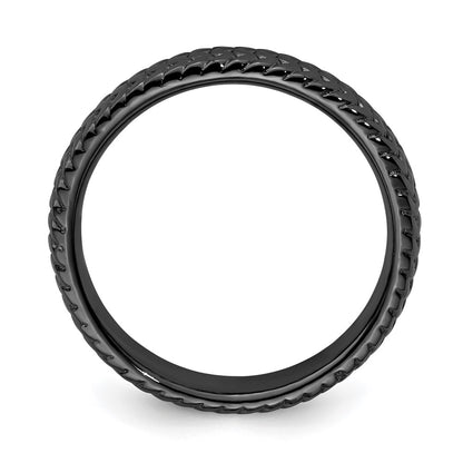 Sterling Silver Stackable Expressions Black Plated Ring