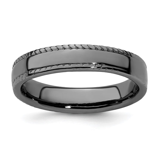 Sterling Silver Stackable Expressions Black Plated Ring