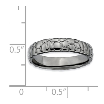 Sterling Silver Stackable Expressions Black Plated Ring