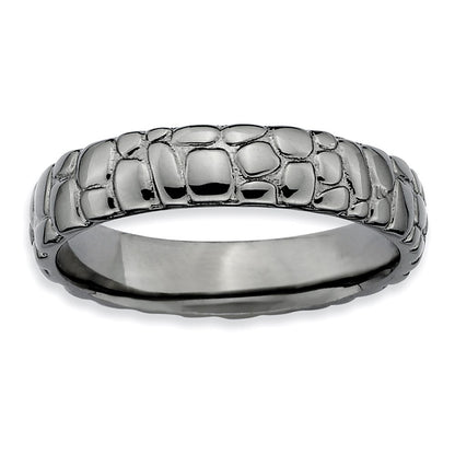 Sterling Silver Stackable Expressions Black Plated Ring