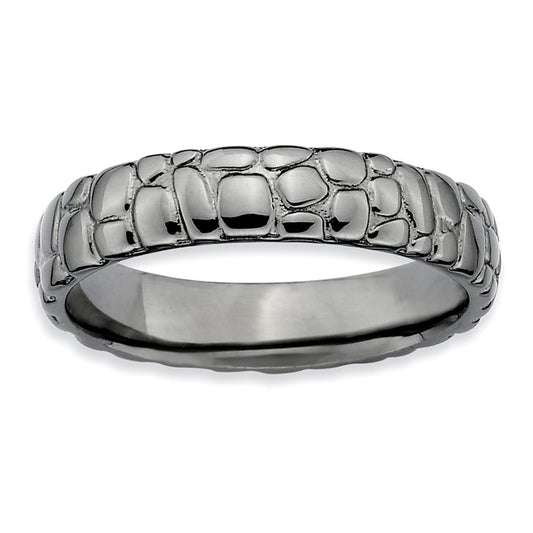 Sterling Silver Stackable Expressions Black Plated Ring