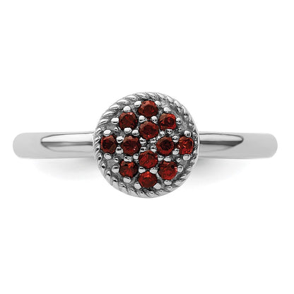 Sterling Silver Stackable Expressions Garnet Rhodium Ring
