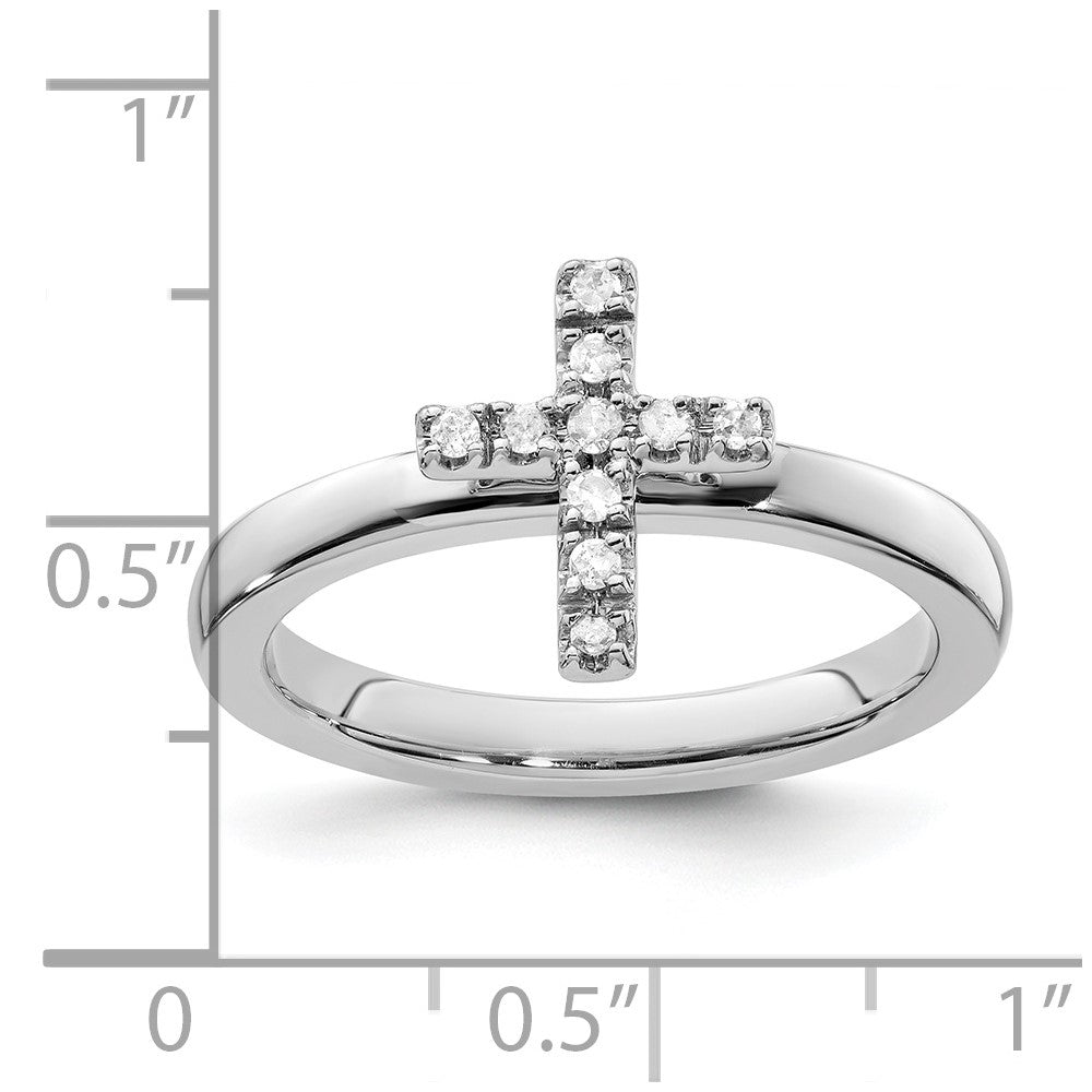 Sterling Silver Stackable Expressions Cross Diamond Ring