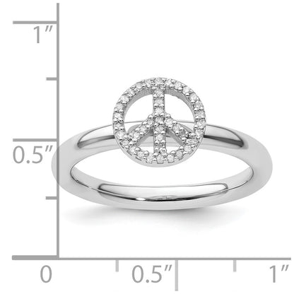 Sterling Silver Stackable Expressions Peace Symbol Diamond Ring