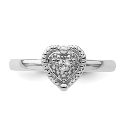 Sterling Silver Stackable Expressions Heart Diamond Ring