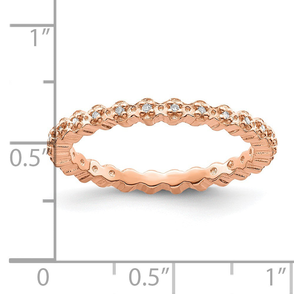 Sterling Silver Stackable Expressions Diamond Pink Plated Ring