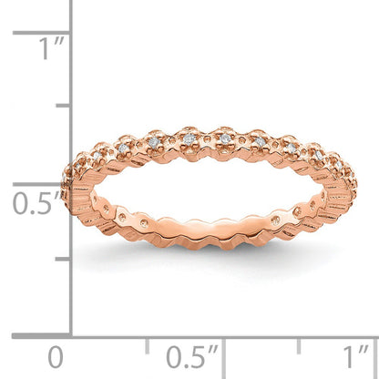 Sterling Silver Stackable Expressions Diamond Pink Plated Ring