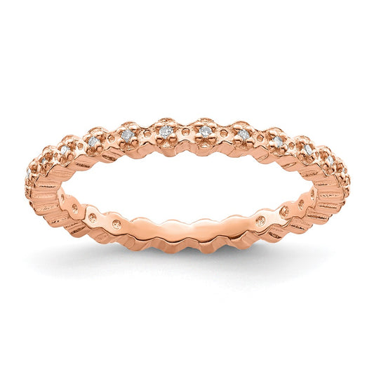 Sterling Silver Stackable Expressions Diamond Pink Plated Ring