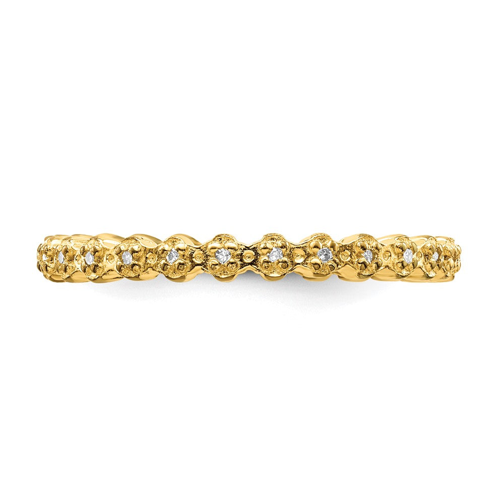 Sterling Silver Stackable Expressions Diamond Gold Plated Ring