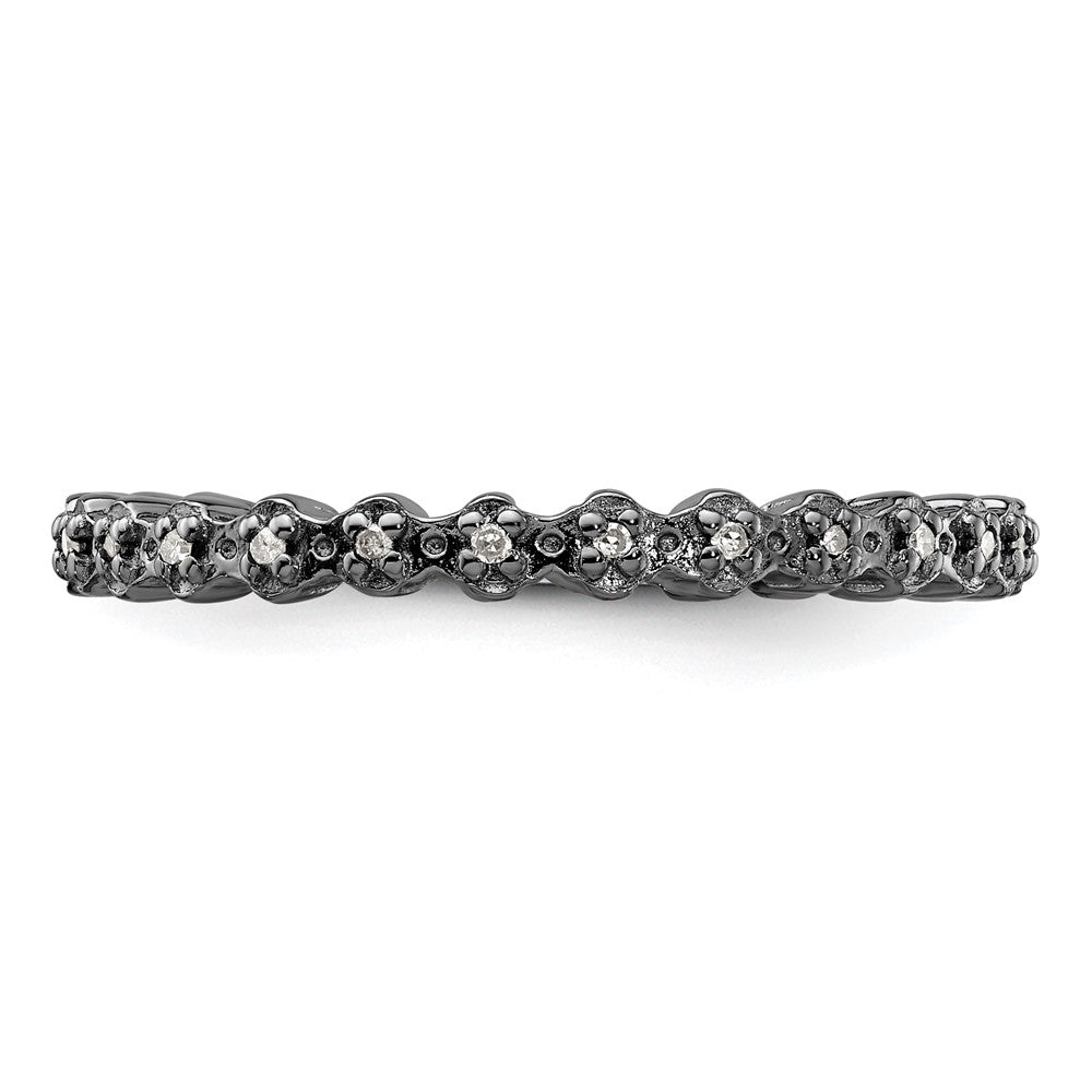 Sterling Silver Stackable Expressions Diamond Black Plated Ring