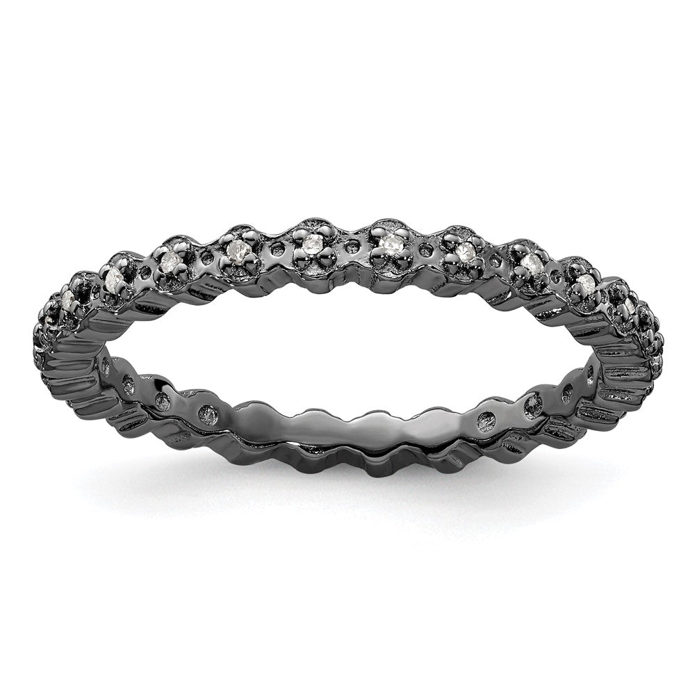 Sterling Silver Stackable Expressions Diamond Black Plated Ring