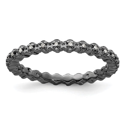 Sterling Silver Stackable Expressions Diamond Black Plated Ring