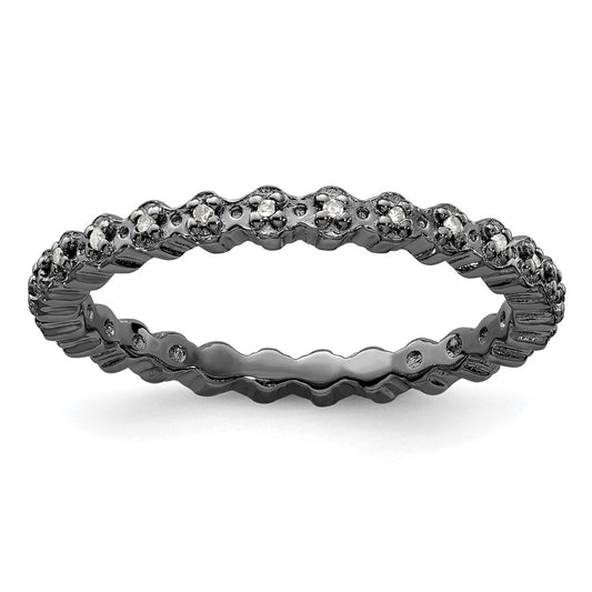 Sterling Silver Stackable Expressions Diamond Black Plated Ring