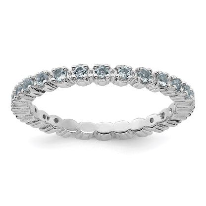 Sterling Silver Stackable Expressions Aquamarine Ring