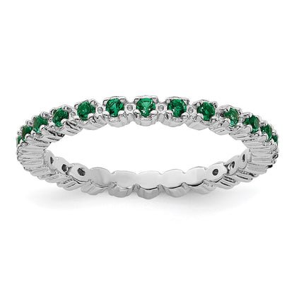 Sterling Silver Stackable Expressions Created Emerald Ring