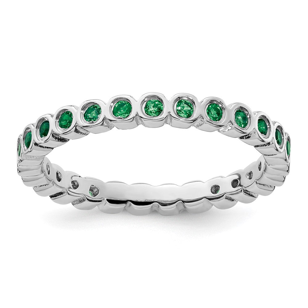 Sterling Silver Stackable Expressions Created Emerald Ring