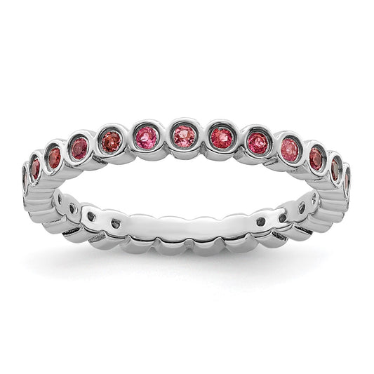 Sterling Silver Stackable Expressions Pink Tourmaline Ring