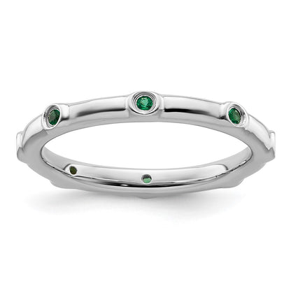 Sterling Silver Stackable Expressions Created Emerald Ring