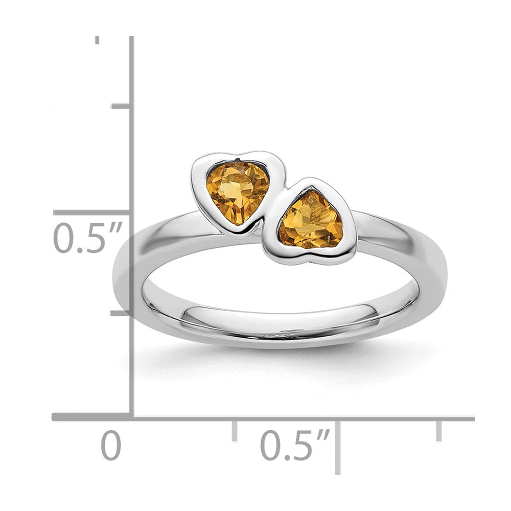Sterling Silver Stackable Expressions Citrine Double Heart Ring