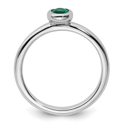 Sterling Silver Stackable Expressions Oval Created Emerald Ring