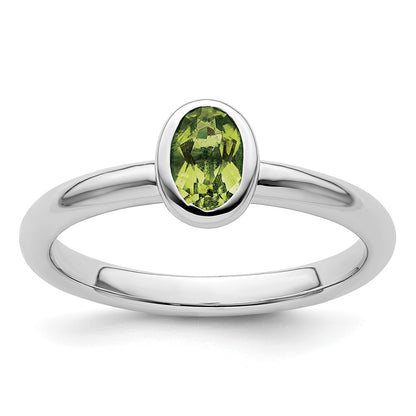 Sterling Silver Stackable Expressions Oval Peridot Ring
