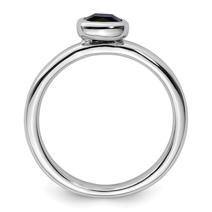 Sterling Silver Stackable Expressions Cushion Cut Cr. Sapphire Ring