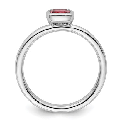 Sterling Silver Ss Stackable Expressions Cushion Cut Pink Tourmaline Ring