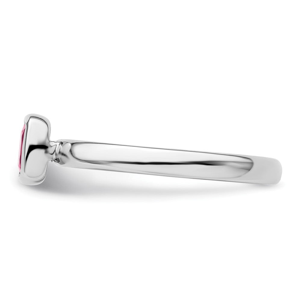 Sterling Silver Ss Stackable Expressions Cushion Cut Pink Tourmaline Ring