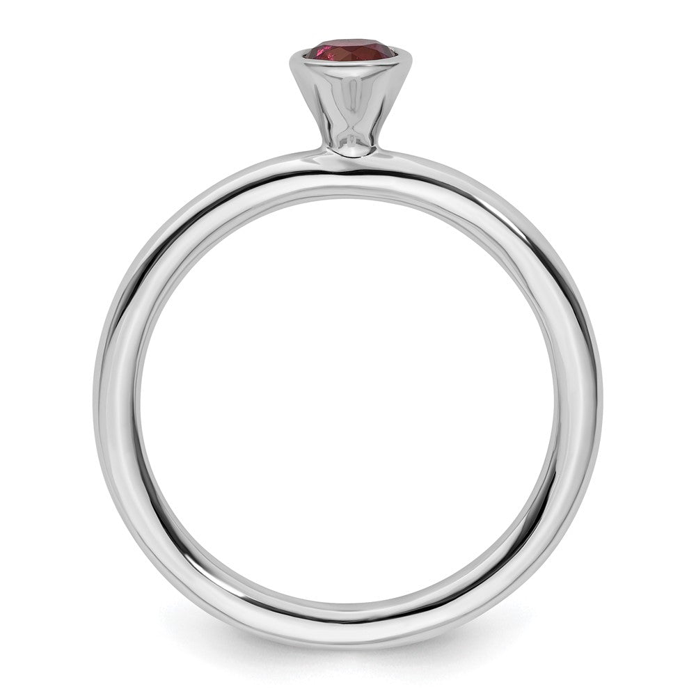 Sterling Silver Ss Stackable Expressions High 4mm Round Rhodolite Garnet Ring
