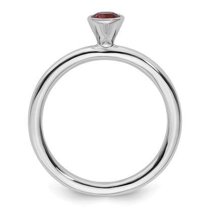 Sterling Silver Ss Stackable Expressions High 4mm Round Rhodolite Garnet Ring