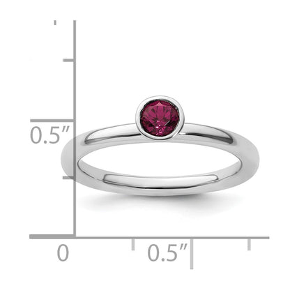 Sterling Silver Ss Stackable Expressions High 4mm Round Rhodolite Garnet Ring