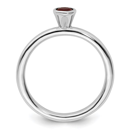 Sterling Silver Stackable Expressions High 4mm Round Created Ruby Ring