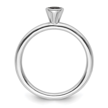 Sterling Silver Stackable Expressions High 4mm Round Cr. Sapphire Ring