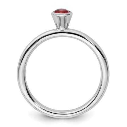 Sterling Silver Ss Stackable Expressions High 4mm Round Pink Tourmaline Ring