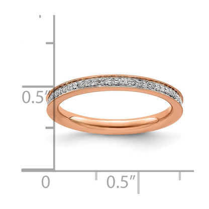Sterling Silver Stackable Expressions & Diamonds Pink Plated Ring