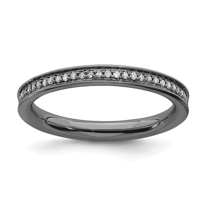 Sterling Silver Stackable Expressions & Diamonds Black Plated Ring