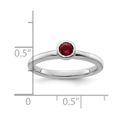 Sterling Silver Stackable Expressions Low 4mm Round Cr. Ruby Ring