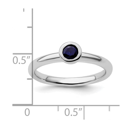 Sterling Silver Stackable Expressions Low 4mm Round Cr. Sapphire Ring