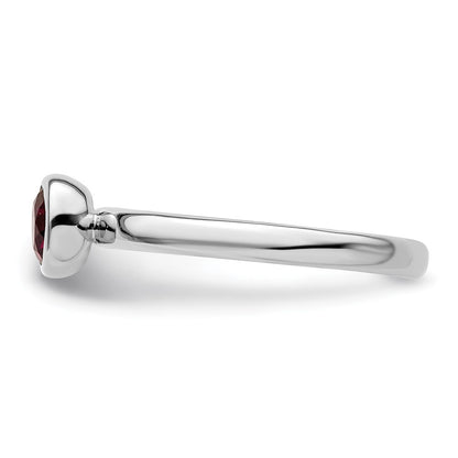 Sterling Silver Ss Stackable Expressions Low 5mm Round Rhodolite Garnet Ring