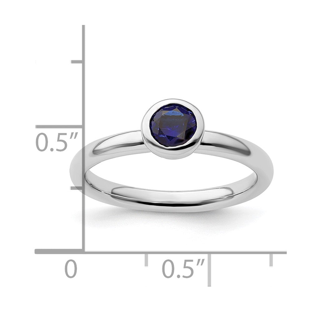 Sterling Silver Stackable Expressions Low 5mm Round Cr. Sapphire Ring