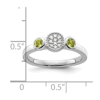 Sterling Silver Stackable Expressions Dbl Round Peridot & Dia. Ring