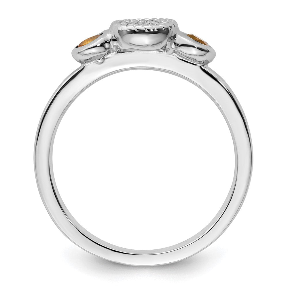 Sterling Silver Stackable Expressions Dbl Round Citrine & Dia. Ring