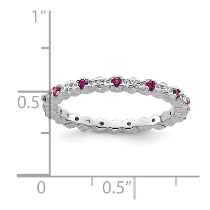Sterling Silver Stackable Expressions Cr. Ruby & Diamond Ring