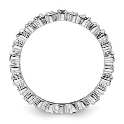 Sterling Silver Stackable Expressions Cr. Sapphire & Diamond Ring