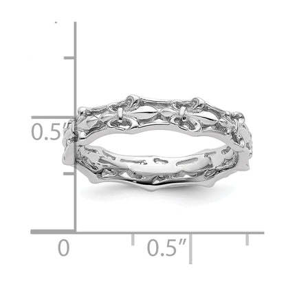 Sterling Silver Stackable Expressions Polished Fleur De Lis Ring