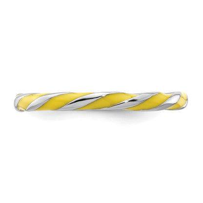 Sterling Silver Stackable Expressions Twisted Yellow Enameled Ring