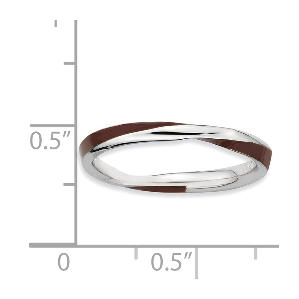 Sterling Silver Stackable Expressions Twisted Brown Enameled Ring