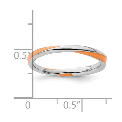 Sterling Silver Stackable Expressions Twisted Orange Enameled Ring